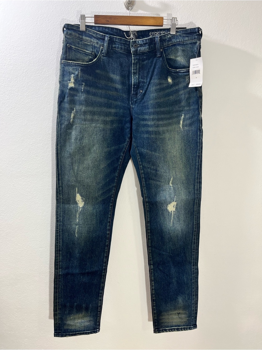 NWT Prps La Sabre Slim Tapered Fit Distressed Blue Denim Jeans Men's Size 36x34